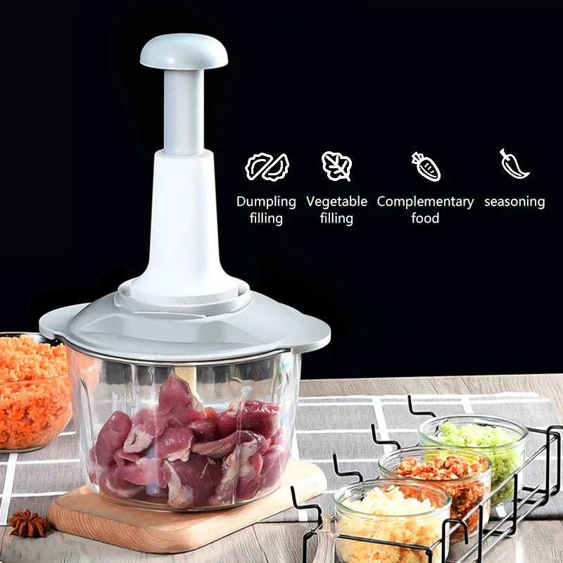 Kitchen Hand Manual Hand Push Vegetable Chopper & Mixer With Handle | FREE DILIVERY (random Color)