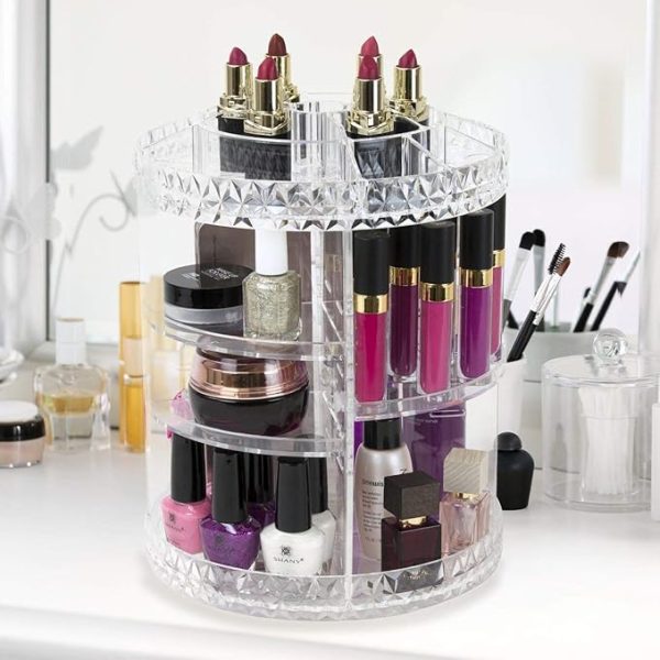 360 Rotating Adjustable Acrylic Cosmetic Storage Organizer