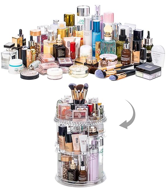 360 Rotating Adjustable Acrylic Cosmetic Storage Organizer