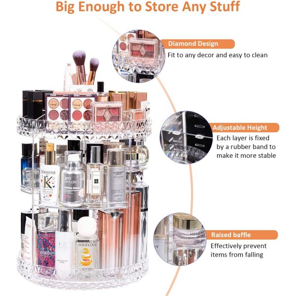 360 Rotating Adjustable Acrylic Cosmetic Storage Organizer