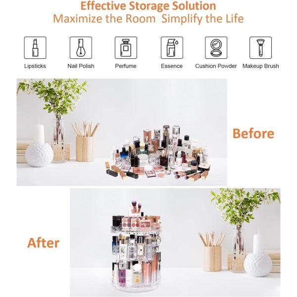 360 Rotating Adjustable Acrylic Cosmetic Storage Organizer