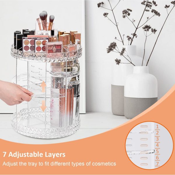 360 Rotating Adjustable Acrylic Cosmetic Storage Organizer