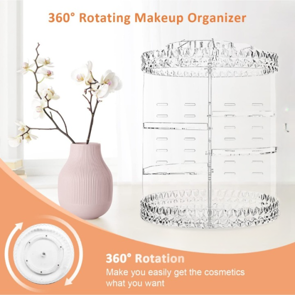 360 Rotating Adjustable Acrylic Cosmetic Storage Organizer