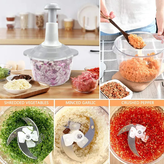 Kitchen Hand Manual Hand Push Vegetable Chopper & Mixer With Handle | FREE DILIVERY (random Color)