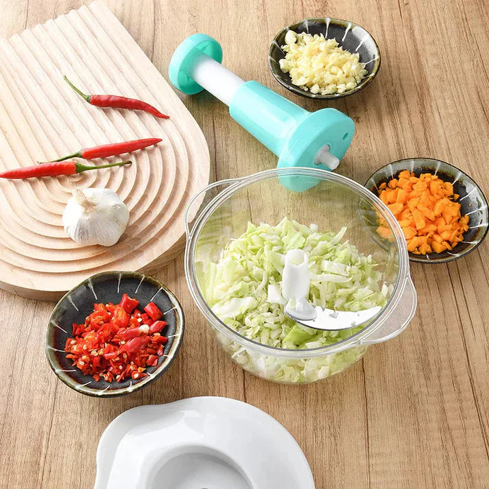 Kitchen Hand Manual Hand Push Vegetable Chopper & Mixer With Handle | FREE DILIVERY (random Color)